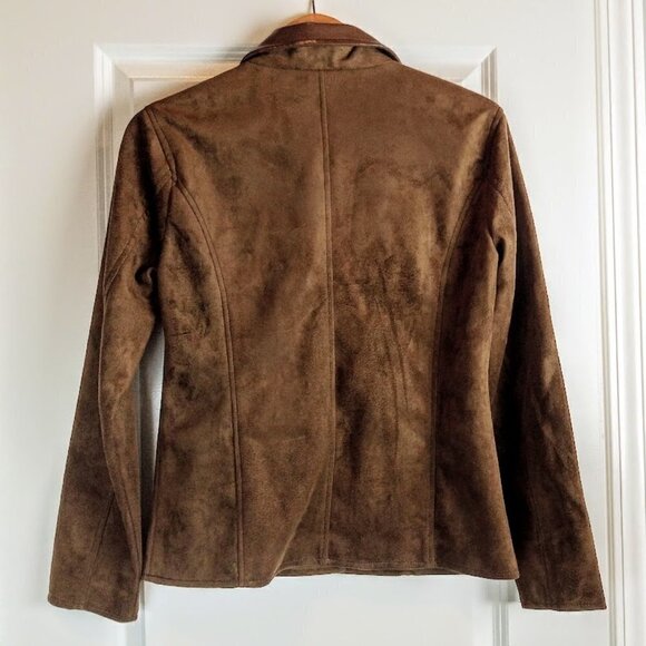 Emporio & Co. Mocha Brown Suede Leather Trim Jacket NWT - Picture 2 of 6